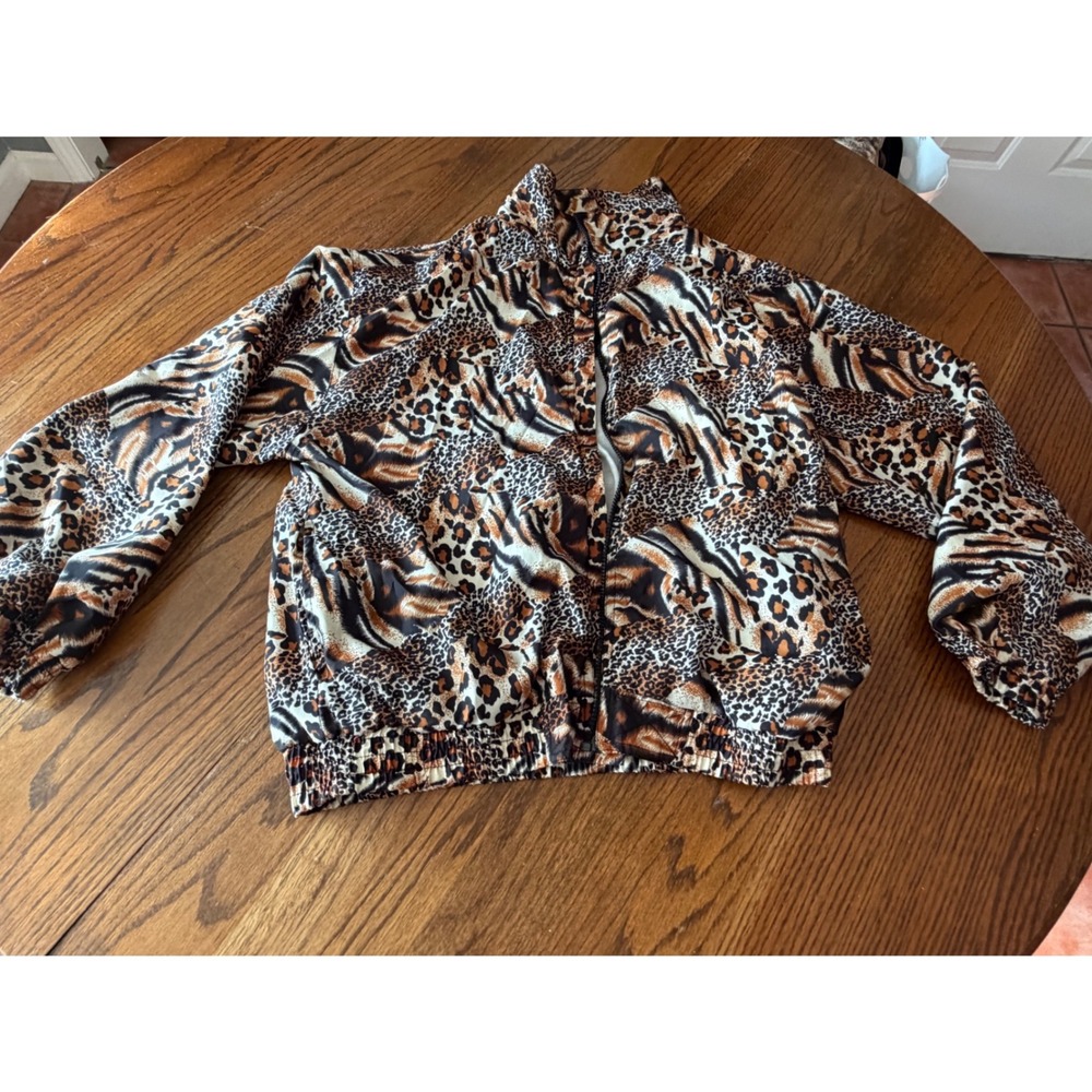 Southern Expression Mixed Animal Print Bomber Jacket Leopard Tiger Stripe Medium
